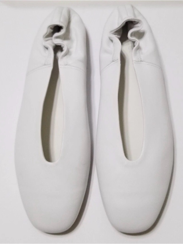 Vince Ballet Flats Pristine Optical White Leather Sz 9/ 39 Made In Italy